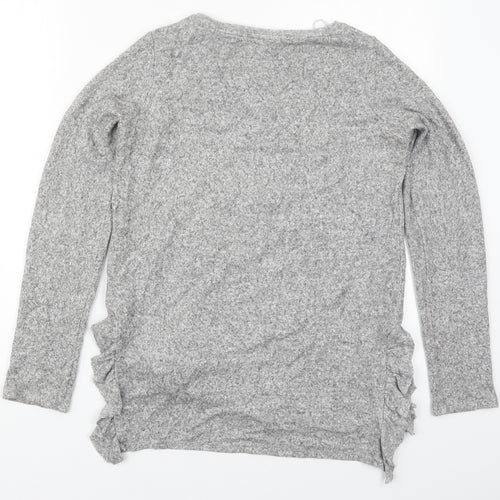 NEXT Womens Grey  Viscose Basic T-Shirt Size 6 Crew Neck