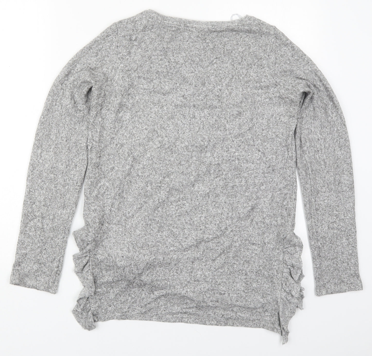 NEXT Womens Grey  Viscose Basic T-Shirt Size 6 Crew Neck