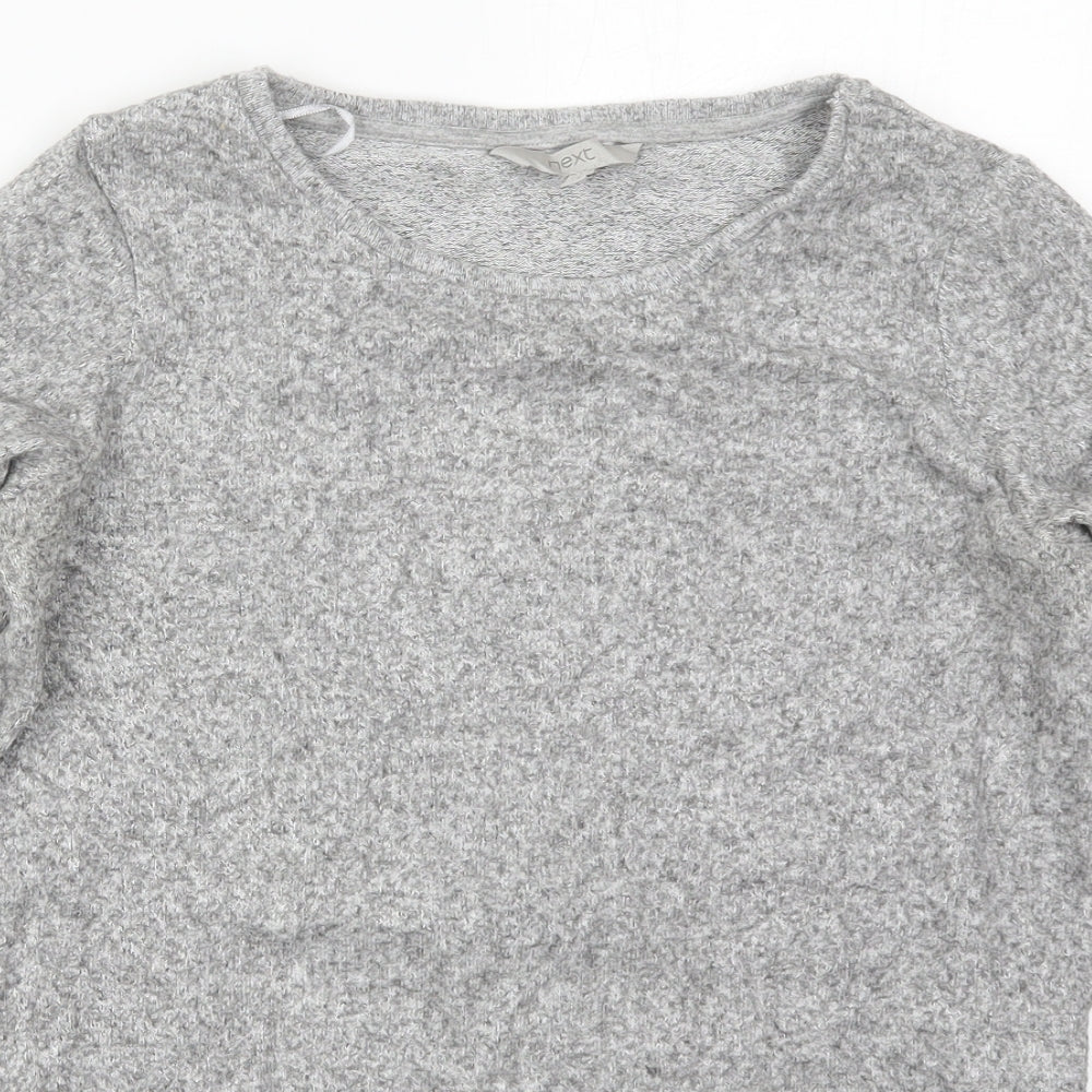 NEXT Womens Grey  Viscose Basic T-Shirt Size 6 Crew Neck