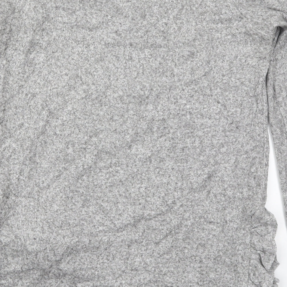 NEXT Womens Grey  Viscose Basic T-Shirt Size 6 Crew Neck