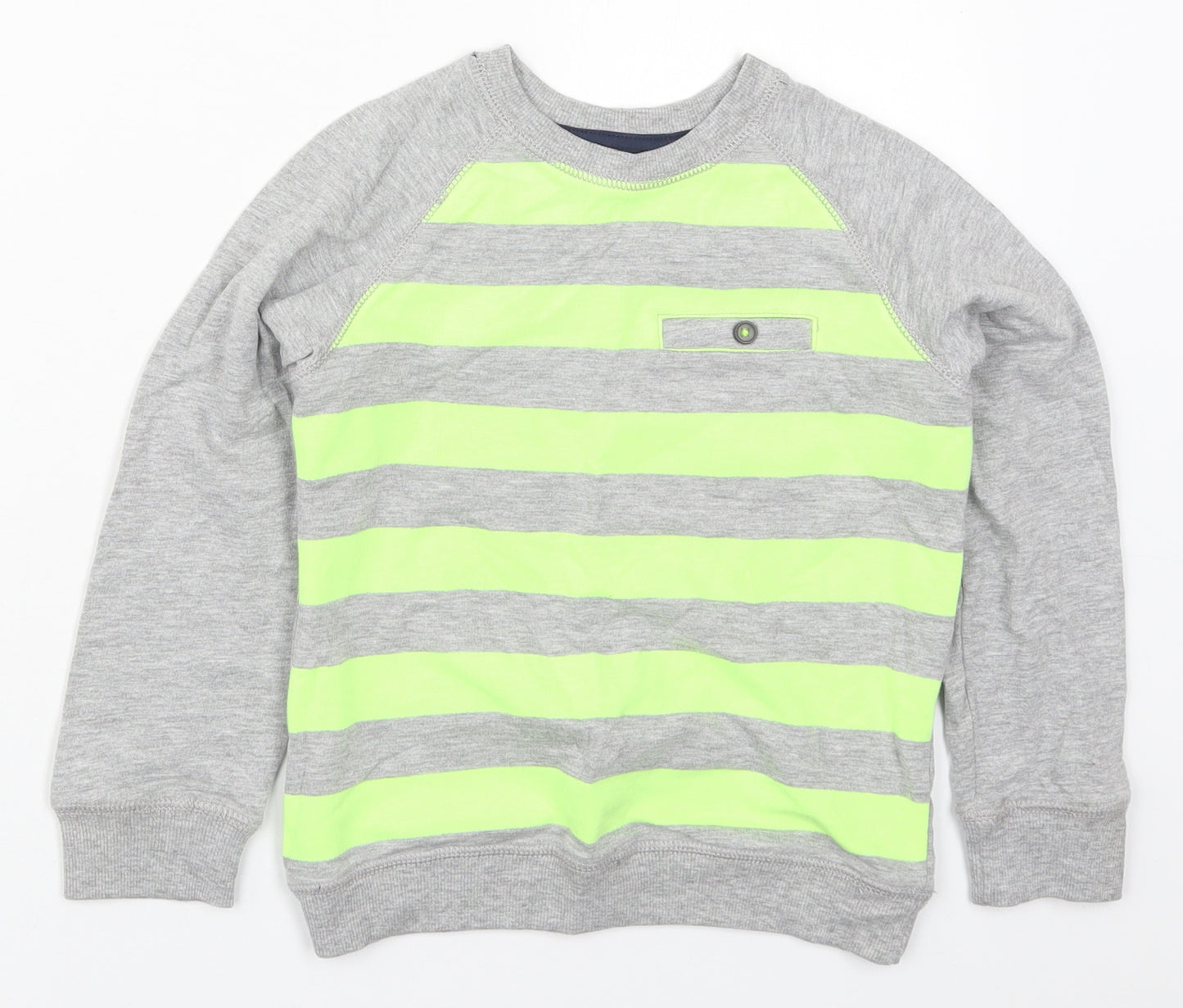 Matalan Boys Grey Striped Cotton Pullover Sweatshirt Size 5 Years  Pullover - Yellow