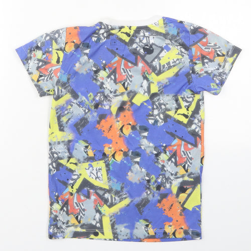 Matalan Boys Blue  Polyester Basic T-Shirt Size 7 Years Crew Neck Pullover - Abstract