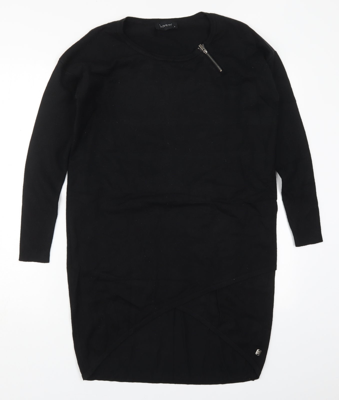 In Town Womens Black Round Neck  Viscose Pullover Jumper Size S