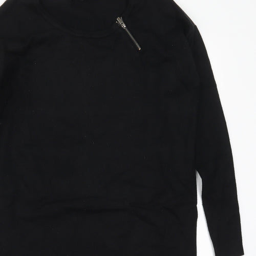 In Town Womens Black Round Neck  Viscose Pullover Jumper Size S