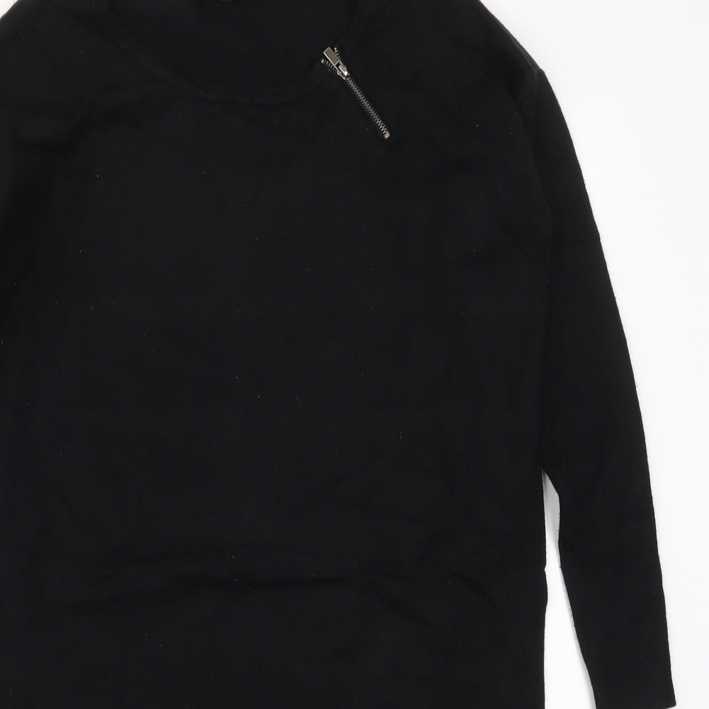 In Town Womens Black Round Neck  Viscose Pullover Jumper Size S