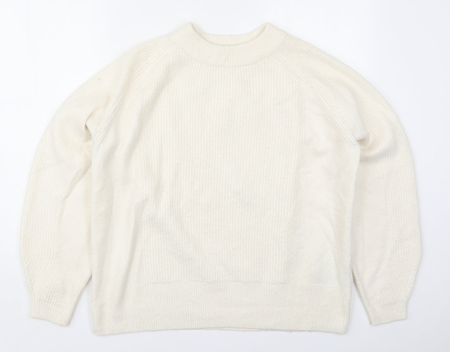 Marks and Spencer Womens Ivory Round Neck  Acrylic Pullover Jumper Size M
