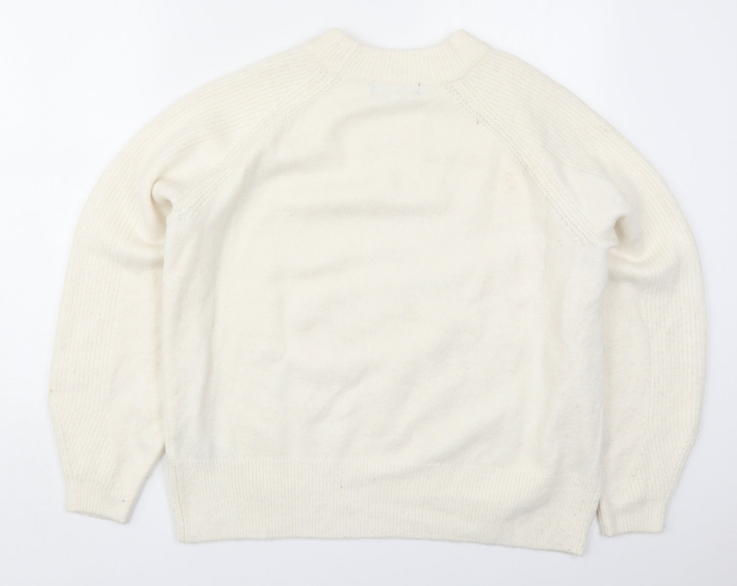Marks and Spencer Womens Ivory Round Neck  Acrylic Pullover Jumper Size M