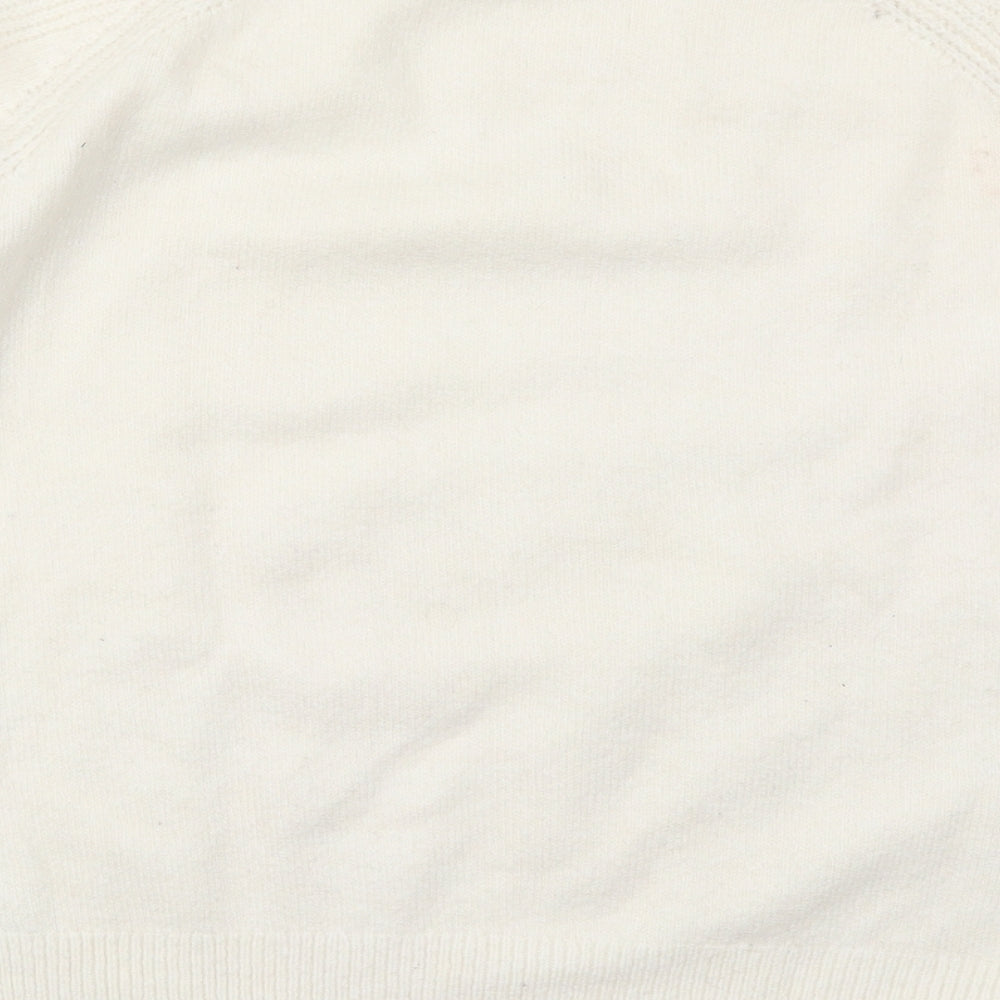 Marks and Spencer Womens Ivory Round Neck  Acrylic Pullover Jumper Size M