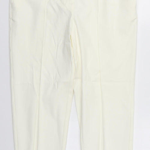 NEXT Womens Ivory  Cotton Trousers  Size 12 L24 in Regular Hook & Eye