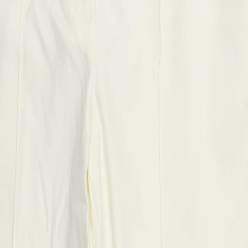 NEXT Womens Ivory  Cotton Trousers  Size 12 L24 in Regular Hook & Eye