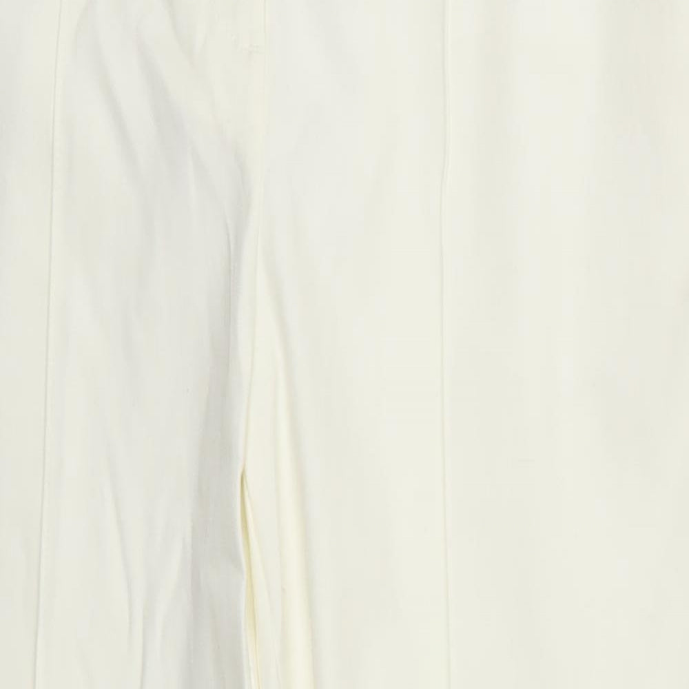 NEXT Womens Ivory  Cotton Trousers  Size 12 L24 in Regular Hook & Eye