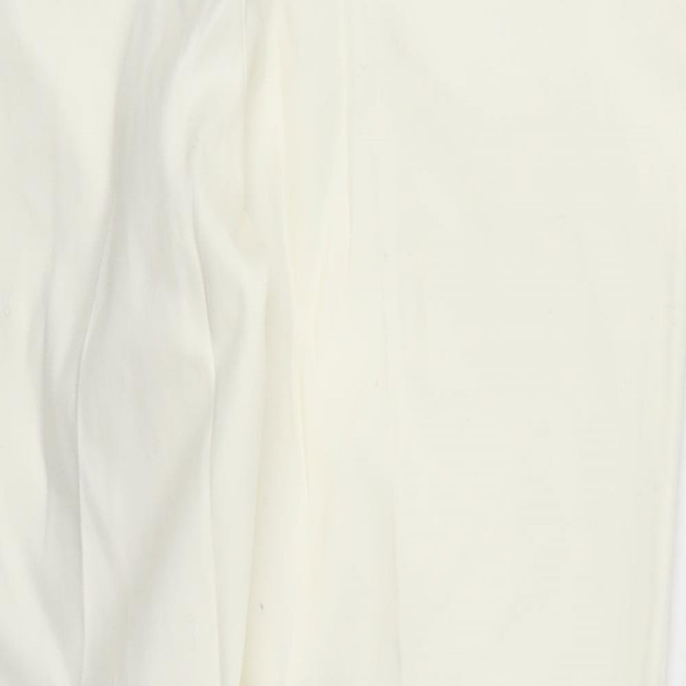 NEXT Womens Ivory  Cotton Trousers  Size 12 L24 in Regular Hook & Eye