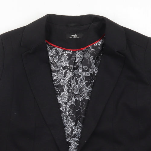 Wallis Womens Black  Polyester Jacket Blazer Size 12
