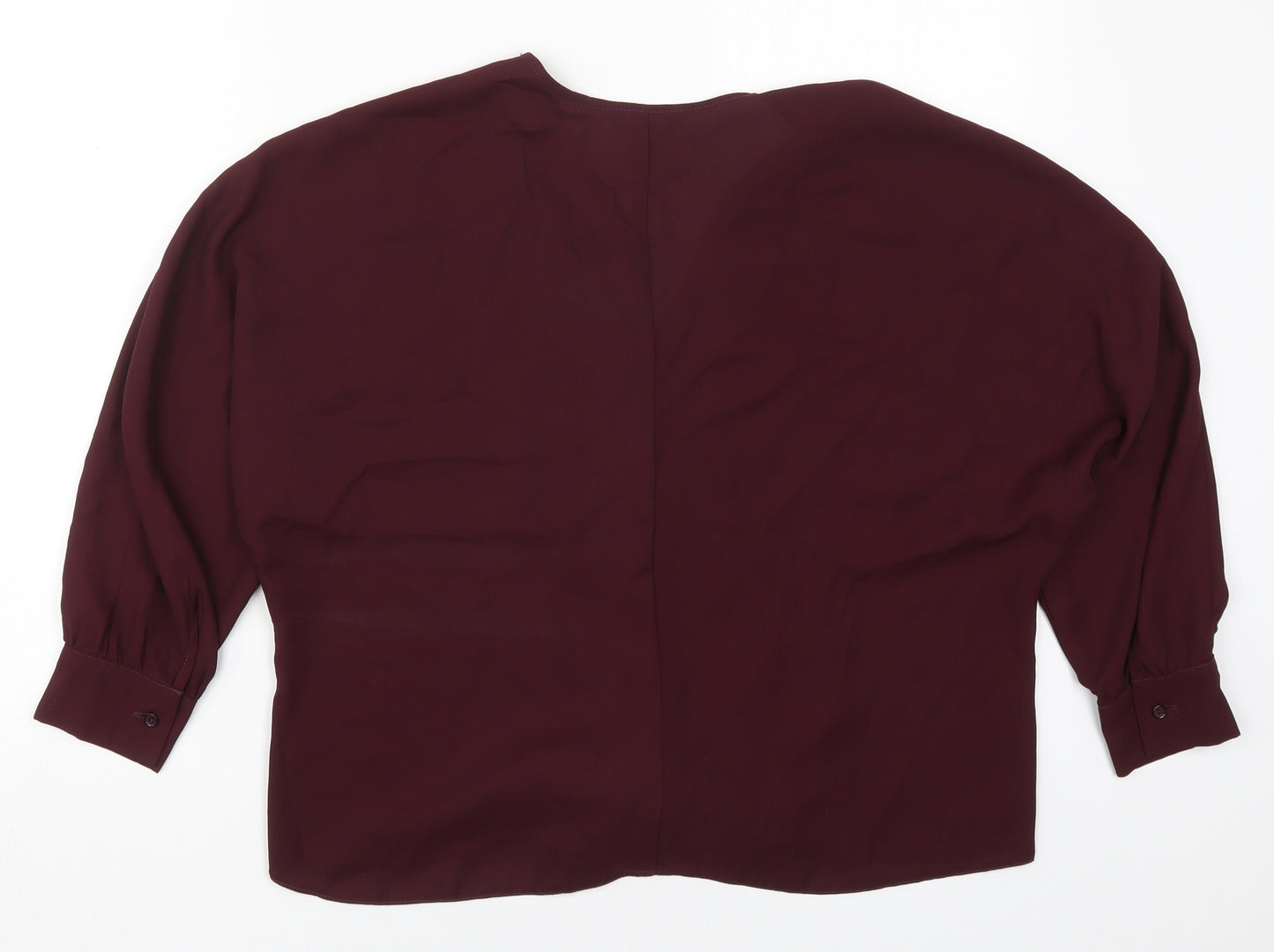 New Look Womens Red  Polyester Basic Blouse Size 8 V-Neck - Burgundy