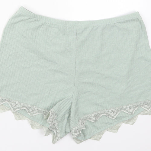 Dunnes Womens Green  Polyester Sweat Shorts Size S L3 in Regular  - Pyjama Shorts