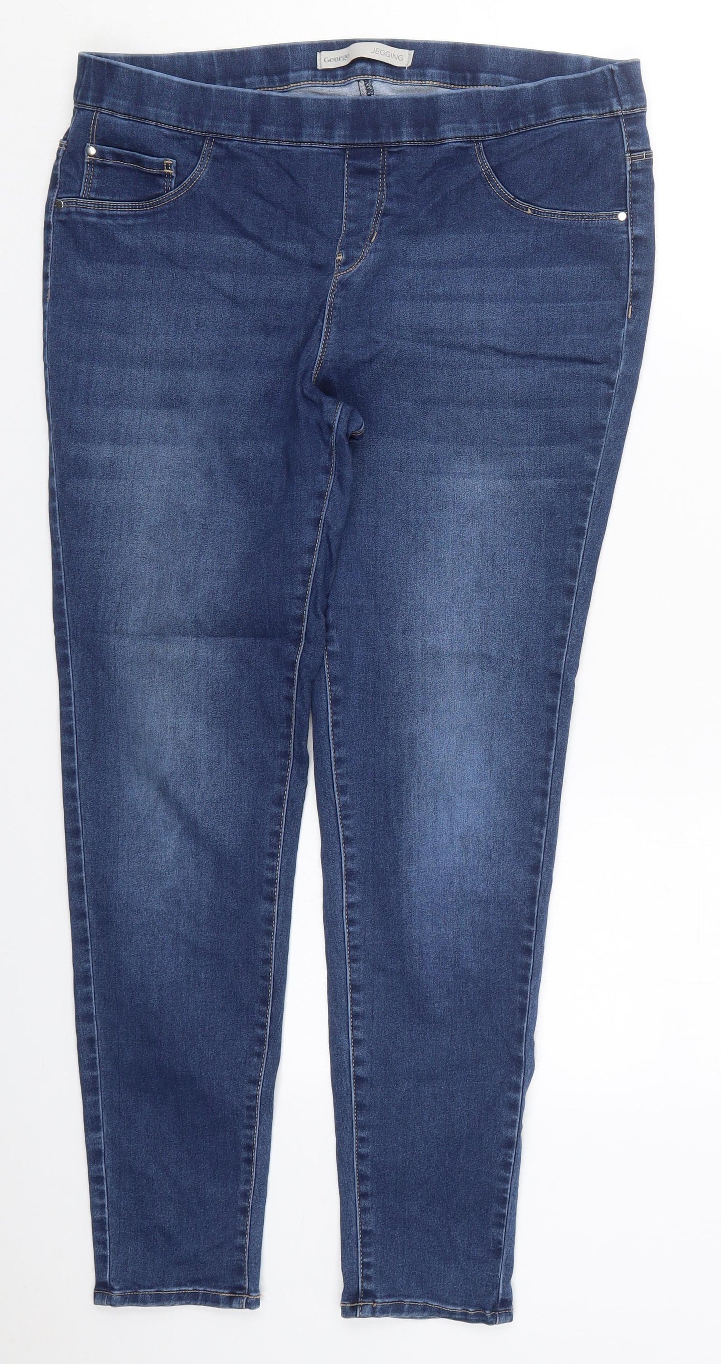 George Womens Blue  Cotton Jegging Jeans Size 14 L28 in Regular