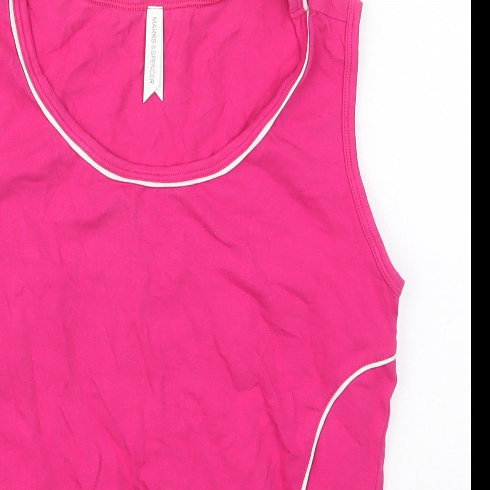 Marks and Spencer Womens Pink  Cotton Basic Tank Size 12 Round Neck Pullover