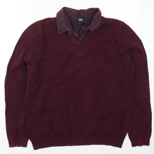 Burton Mens Purple Collared  Cotton Pullover Jumper Size L