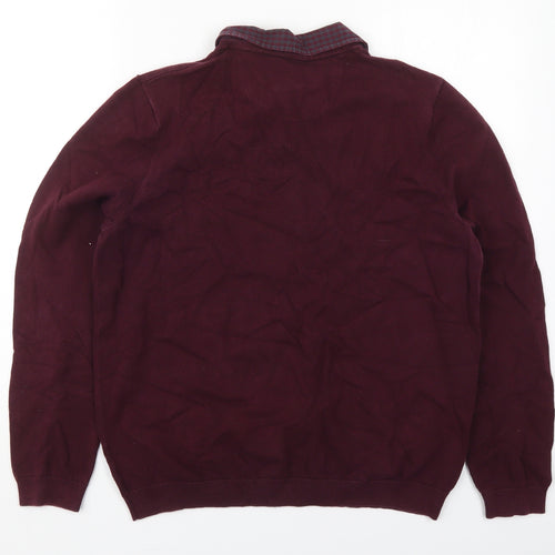Burton Mens Purple Collared  Cotton Pullover Jumper Size L