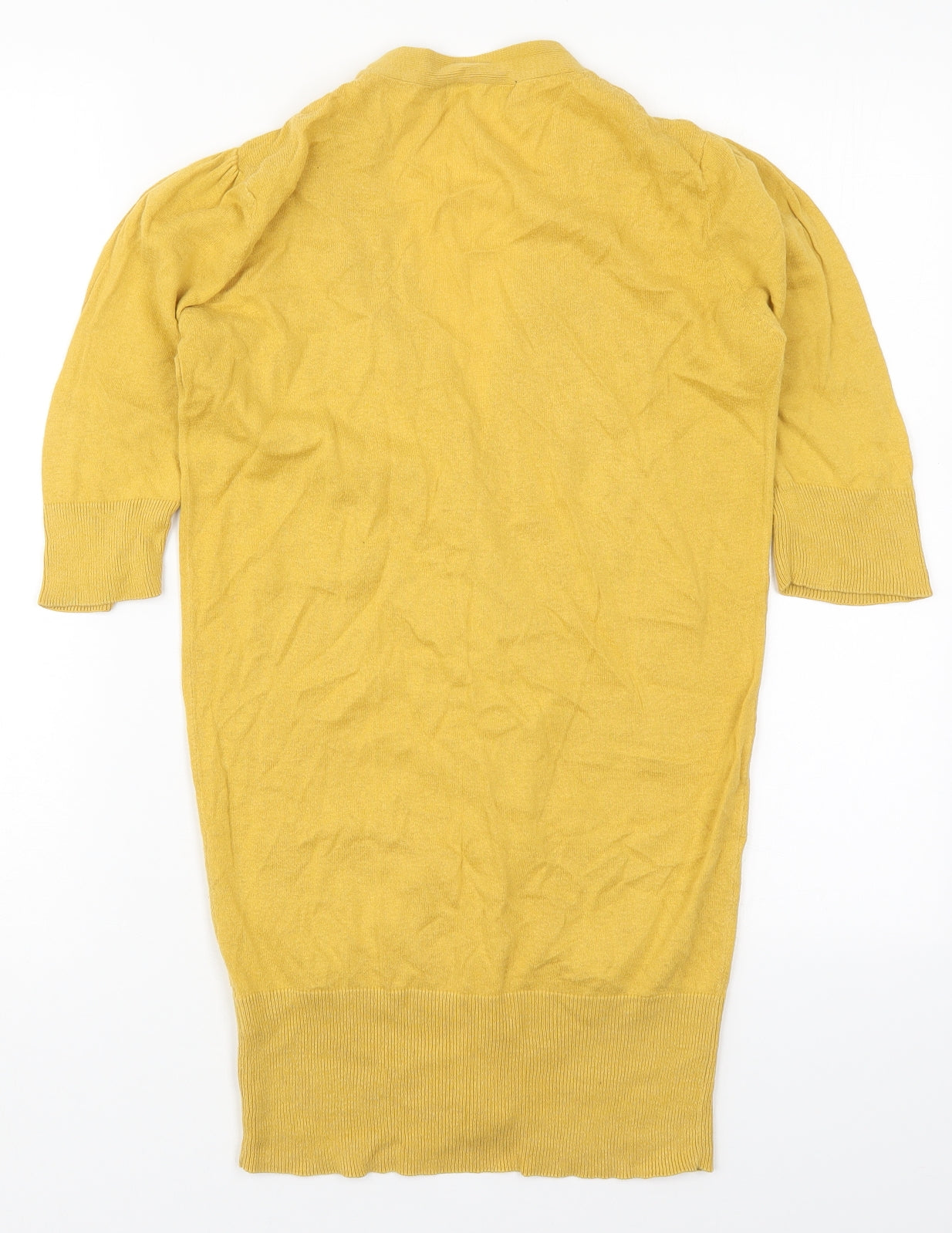 Atmosphere Womens Yellow V-Neck  Cotton Cardigan Jumper Size 10