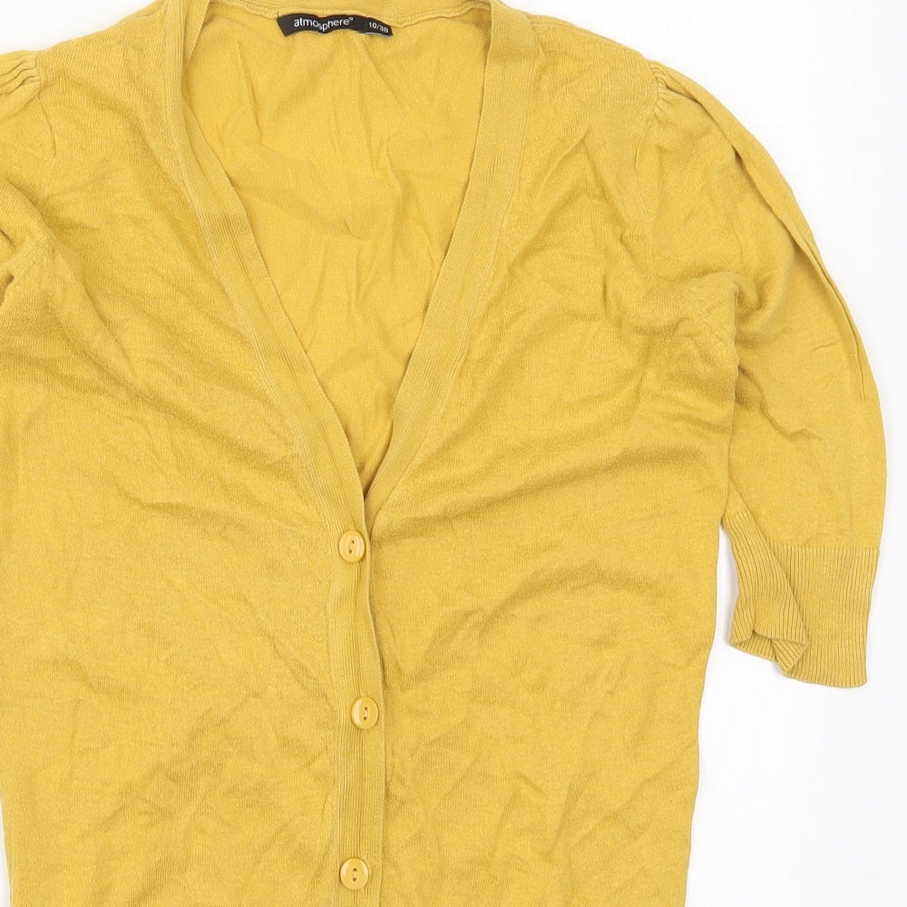 Atmosphere Womens Yellow V-Neck  Cotton Cardigan Jumper Size 10