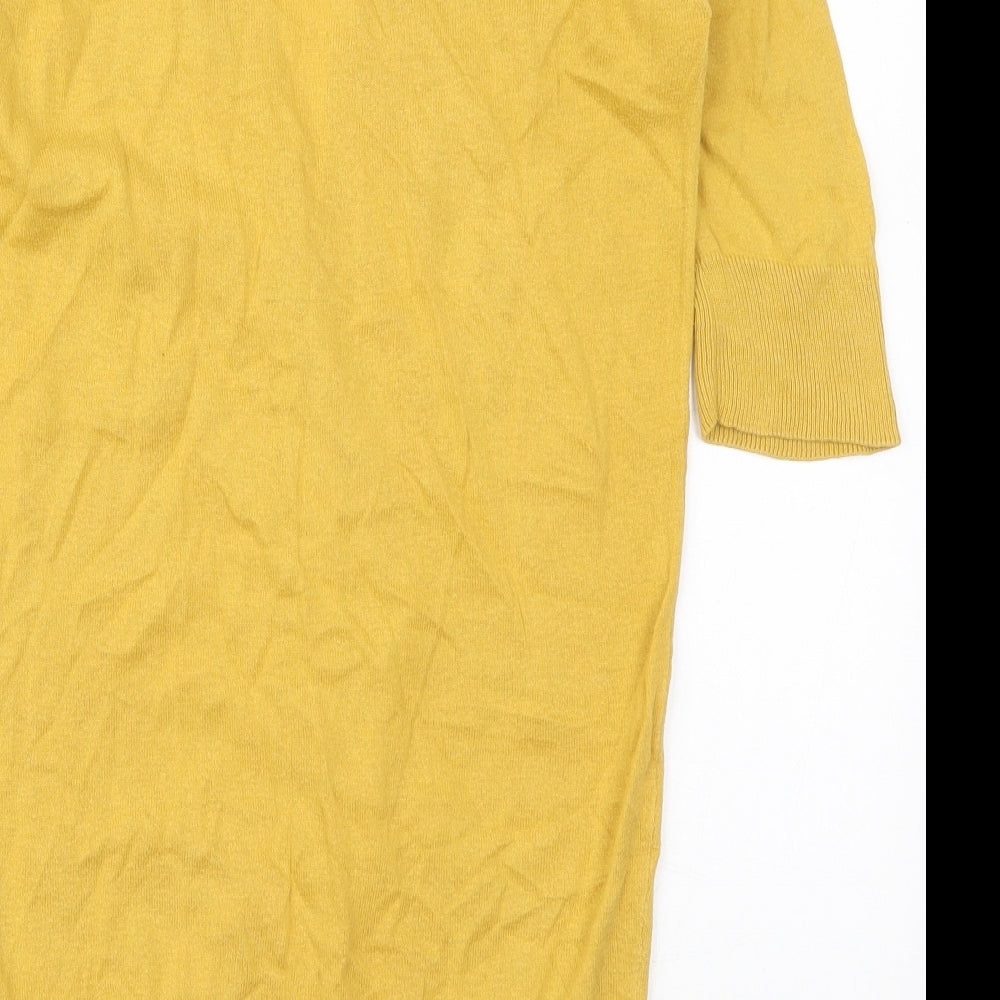 Atmosphere Womens Yellow V-Neck  Cotton Cardigan Jumper Size 10