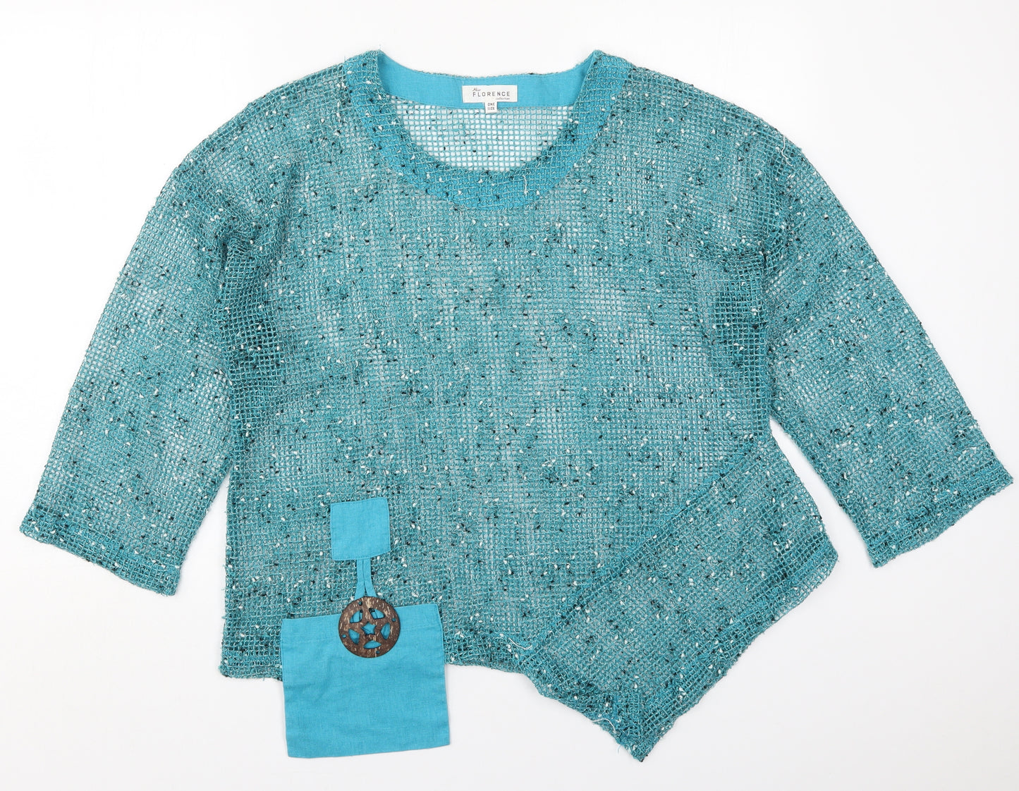 Florence Womens Blue Round Neck  Acrylic Pullover Jumper One Size