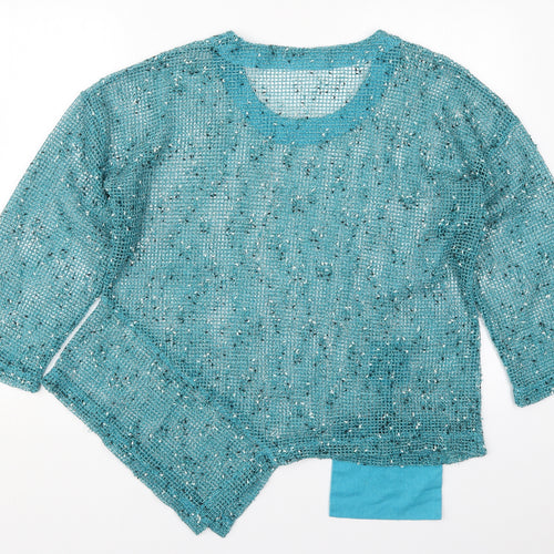 Florence Womens Blue Round Neck  Acrylic Pullover Jumper One Size