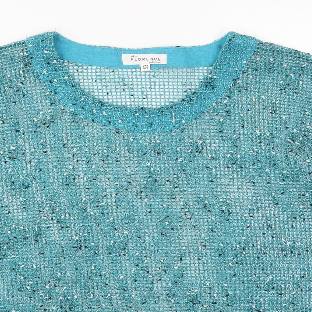 Florence Womens Blue Round Neck  Acrylic Pullover Jumper One Size