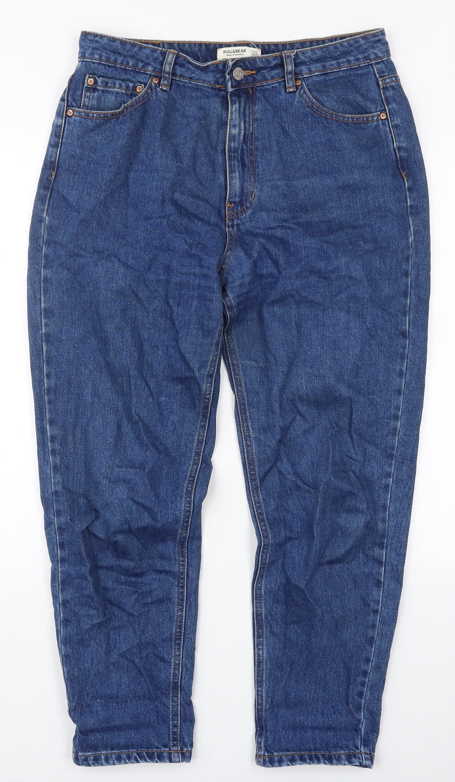 Pull & Bear Womens Blue  Cotton Mom Jeans Size 12 L27 in Regular Button