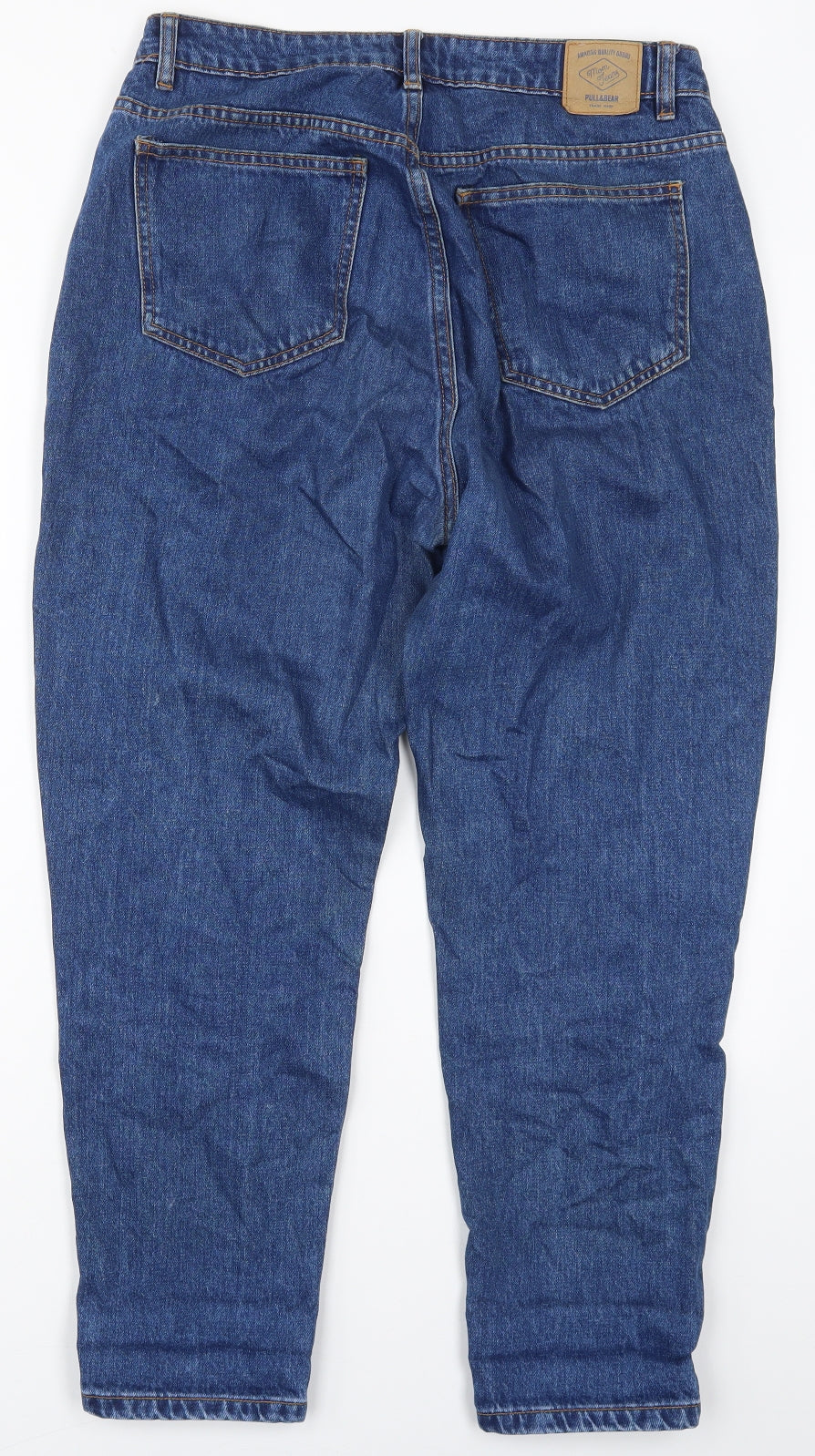 Pull & Bear Womens Blue  Cotton Mom Jeans Size 12 L27 in Regular Button