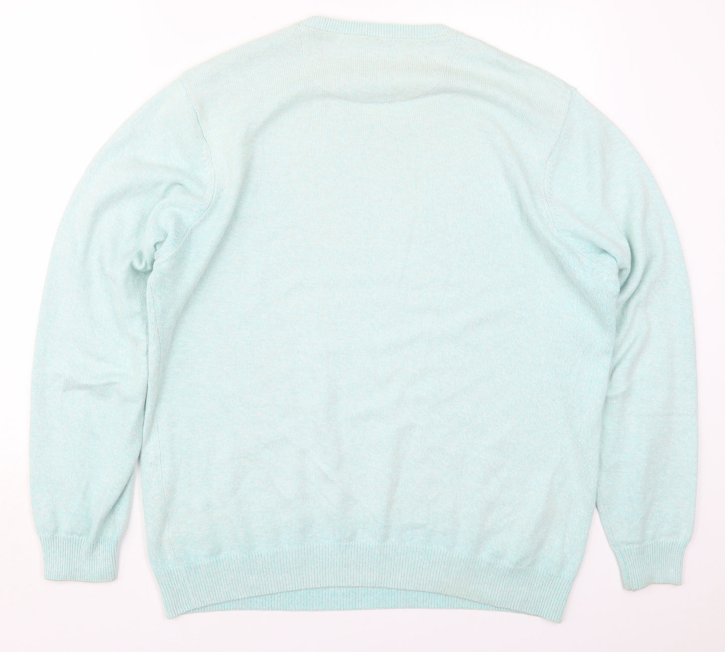Marks and Spencer Mens Blue Round Neck  Cotton Pullover Jumper Size L