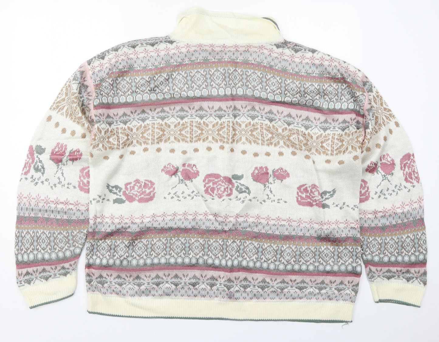 St Michael Womens Ivory Collared Geometric Acrylic Pullover Jumper Size 20   - Roses