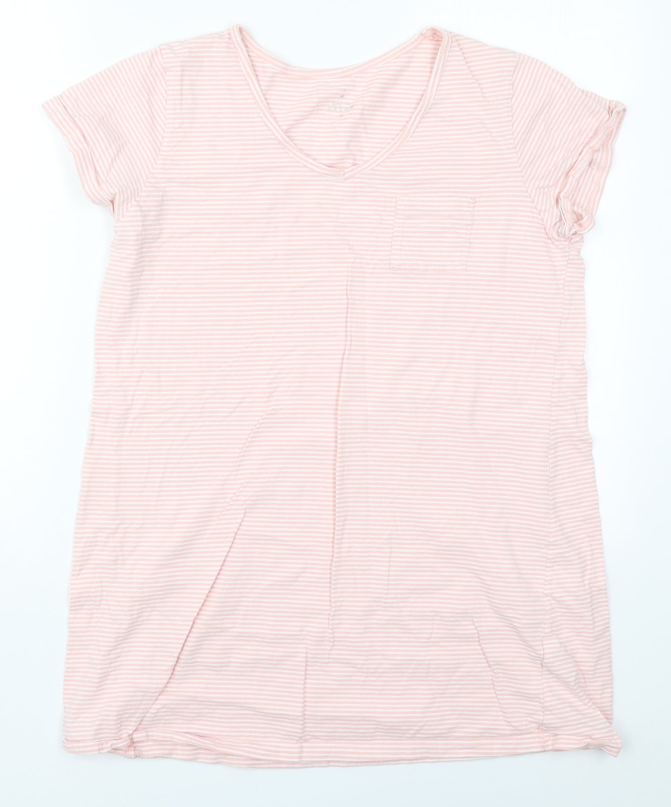 Matalan Womens Pink Striped Cotton Top Pyjama Top Size M