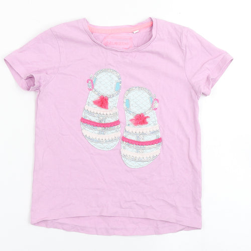 Blue Zoo Girls Purple  100% Cotton Basic T-Shirt Size 4-5 Years Round Neck  - Sandals