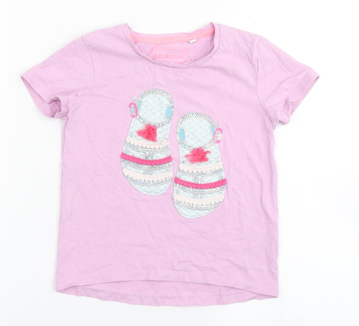 Blue Zoo Girls Purple  100% Cotton Basic T-Shirt Size 4-5 Years Round Neck  - Sandals