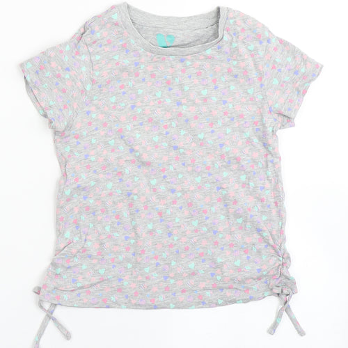 Very Girls Grey  Cotton Basic T-Shirt Size 5-6 Years Round Neck  - Shells. Love hearts