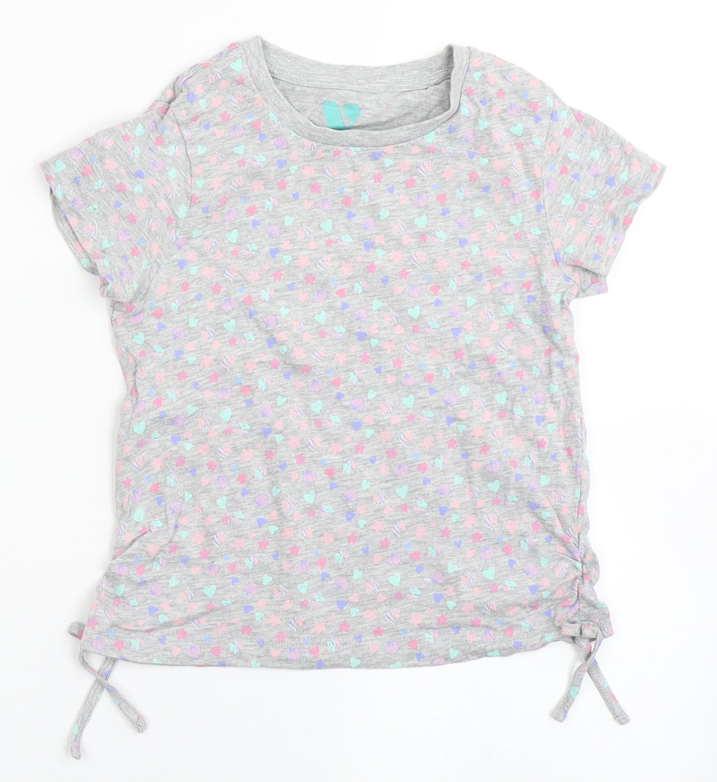 Very Girls Grey  Cotton Basic T-Shirt Size 5-6 Years Round Neck  - Shells. Love hearts