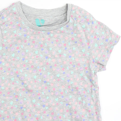 Very Girls Grey  Cotton Basic T-Shirt Size 5-6 Years Round Neck  - Shells. Love hearts
