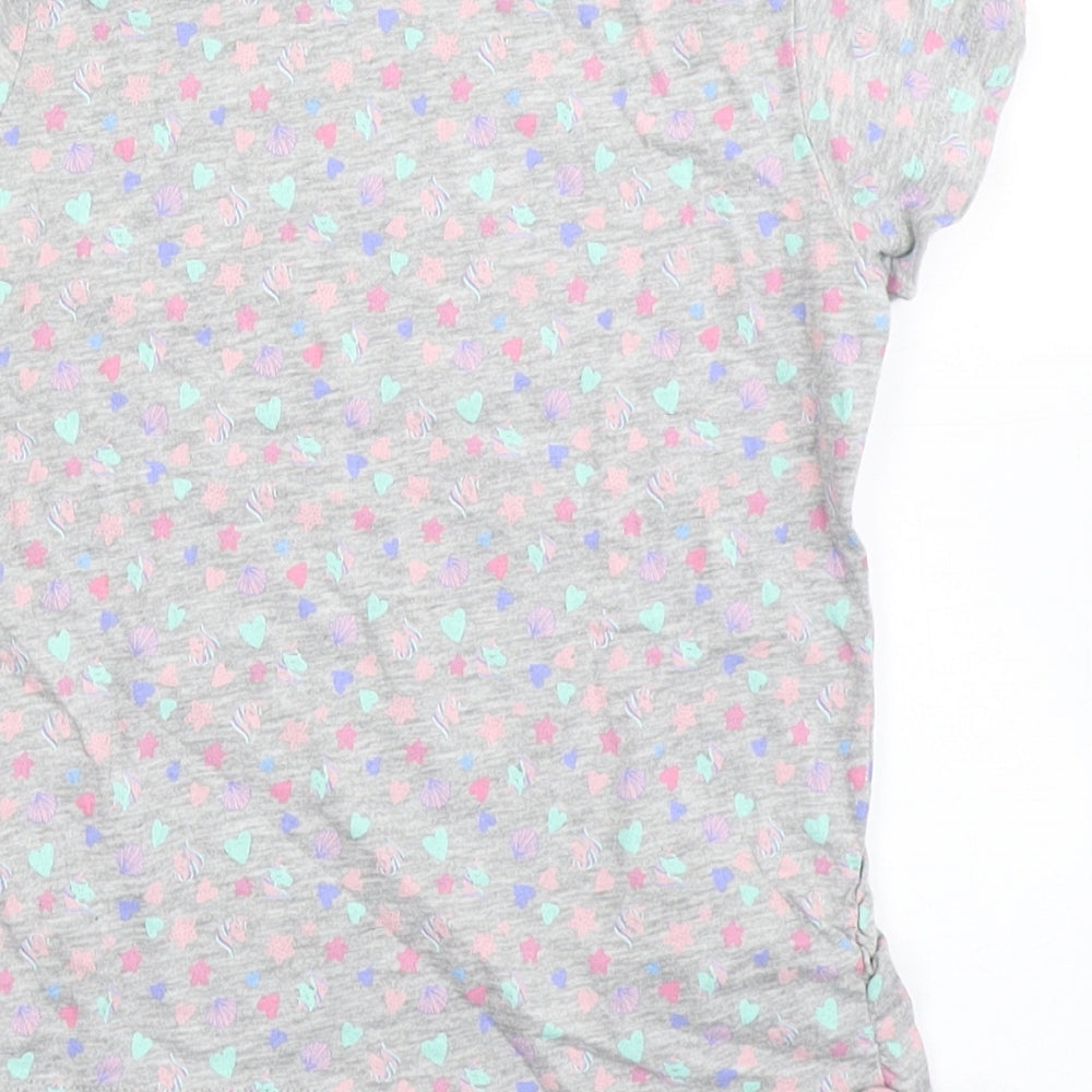 Very Girls Grey  Cotton Basic T-Shirt Size 5-6 Years Round Neck  - Shells. Love hearts