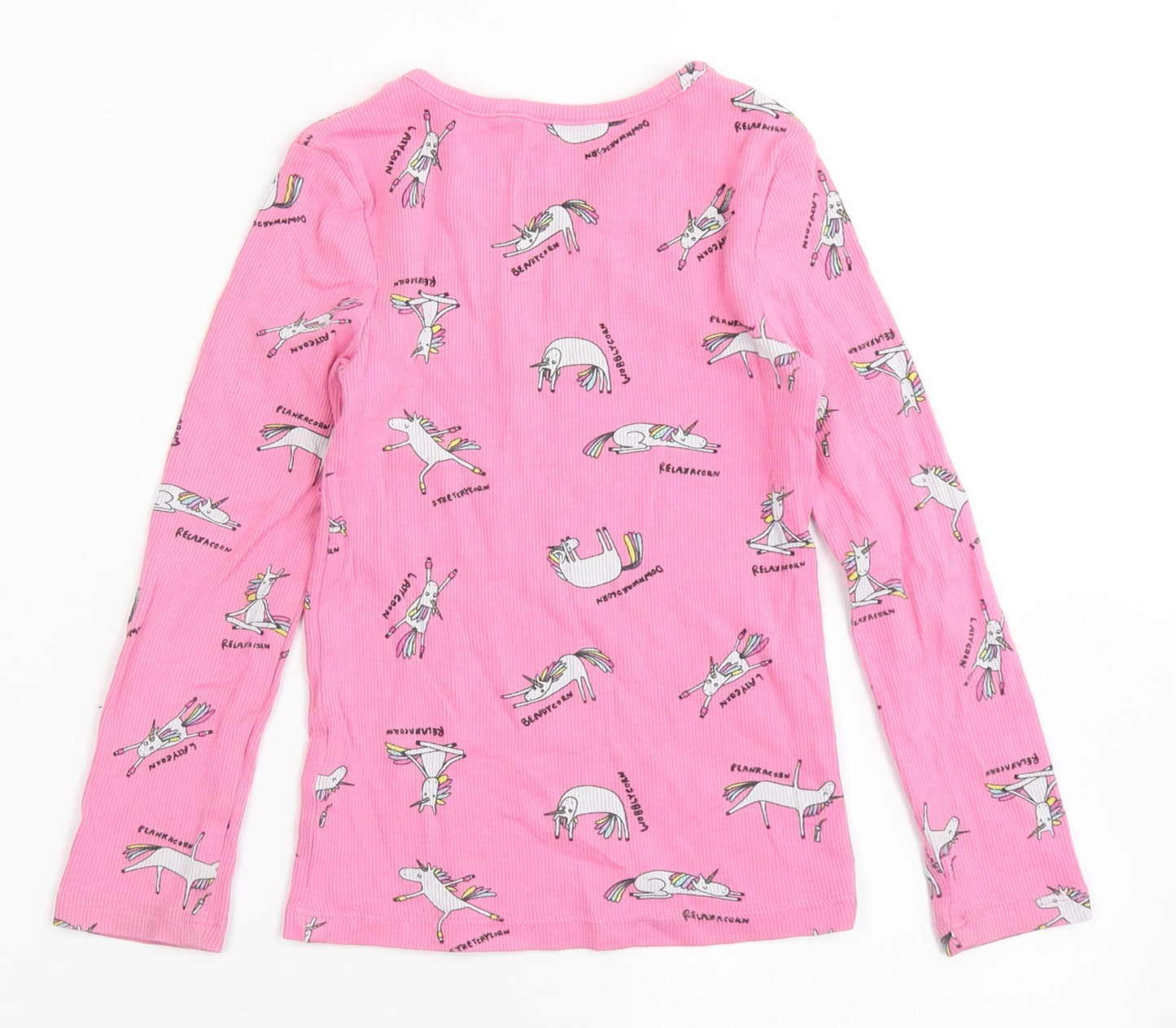 NEXT Girls Pink  Cotton Basic T-Shirt Size 4 Years Round Neck  - Unicorns