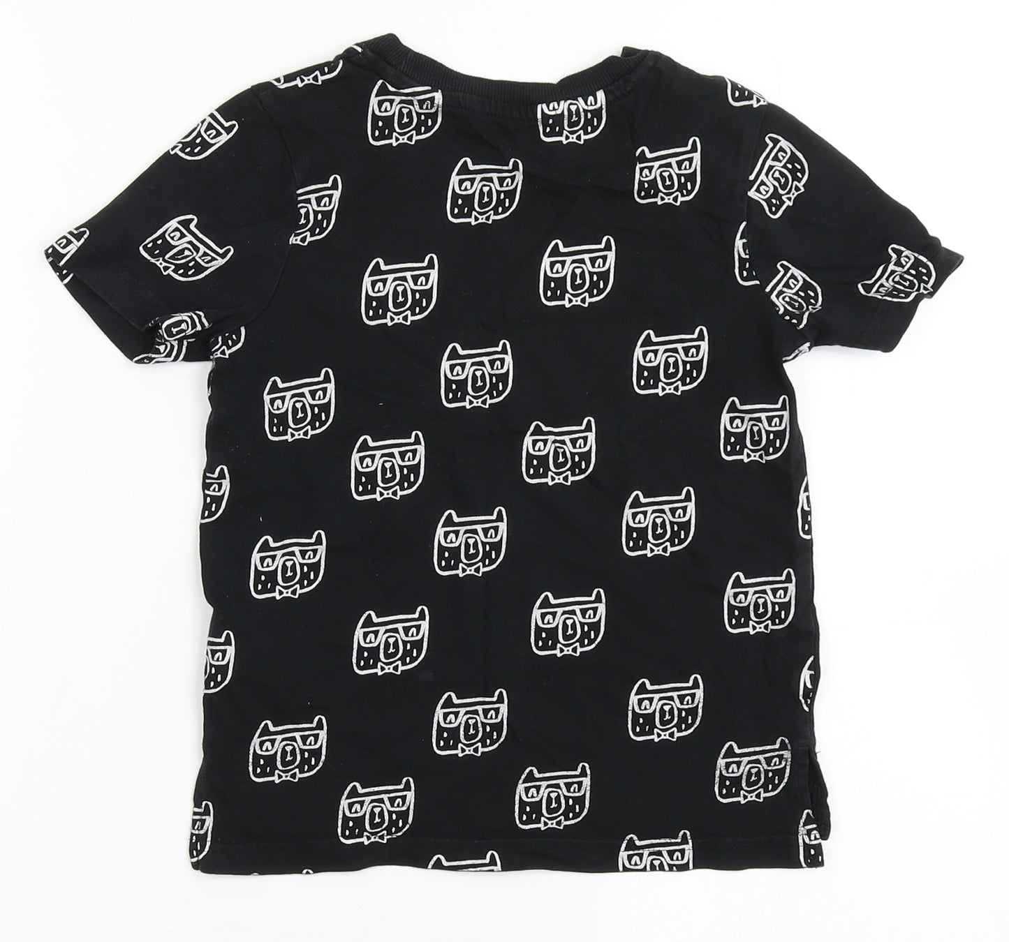 George Boys Black  100% Cotton Basic T-Shirt Size 4-5 Years Round Neck  - Bears