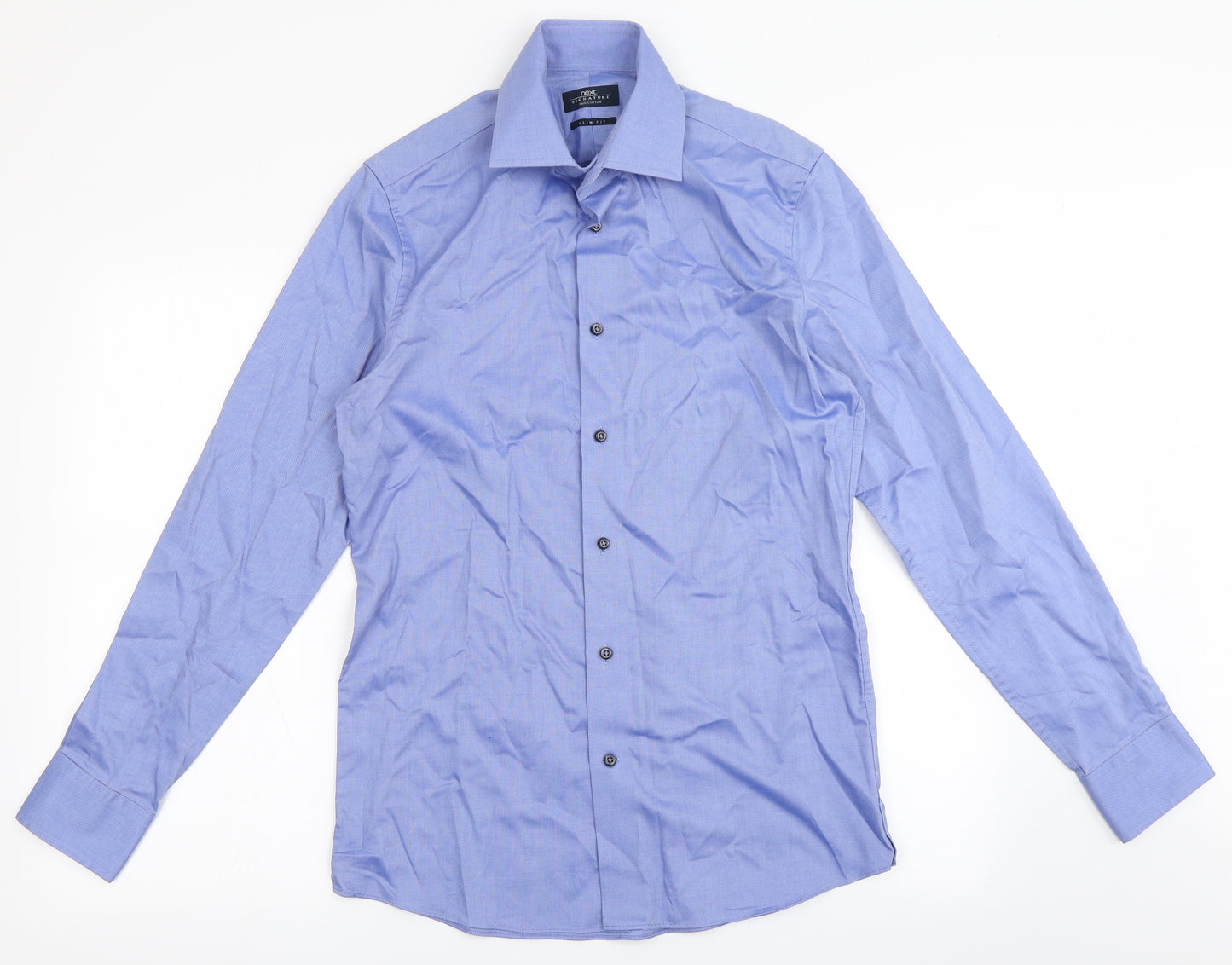 NEXT Mens Blue  100% Cotton  Dress Shirt Size 15 Round Neck Button