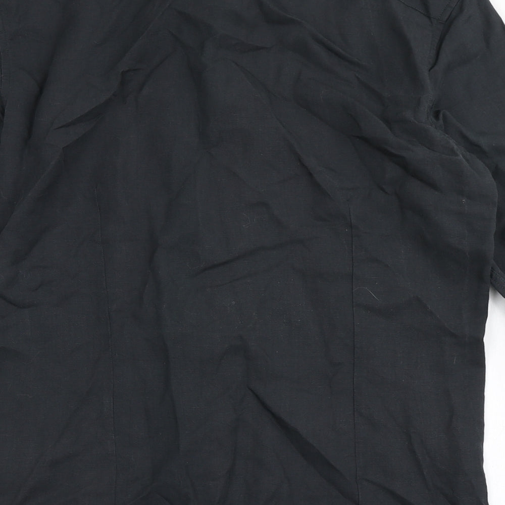 Natural Project Mens Black  Cotton  Button-Up Size M Round Neck Button