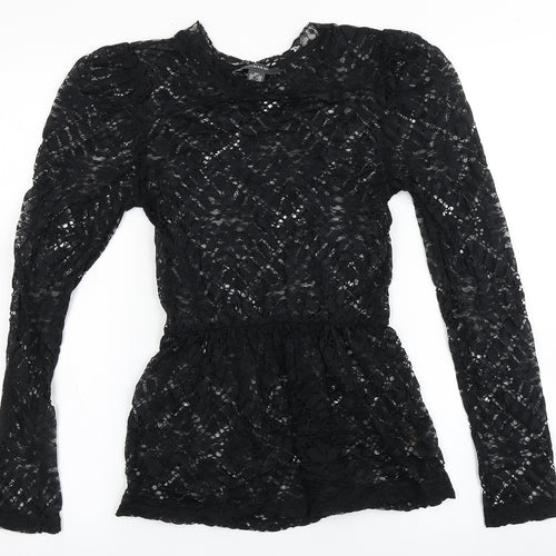 Primark Womens Black  Polyamide Basic Blouse Size 2XS Off the Shoulder