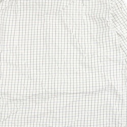 kwg Mens Beige Check Polyester  Button-Up Size 16.5 Round Neck Button