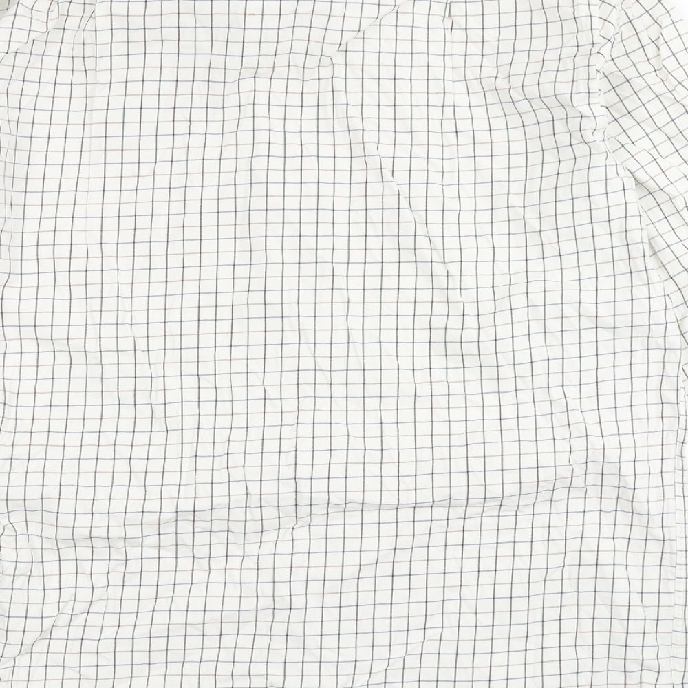 kwg Mens Beige Check Polyester  Button-Up Size 16.5 Round Neck Button