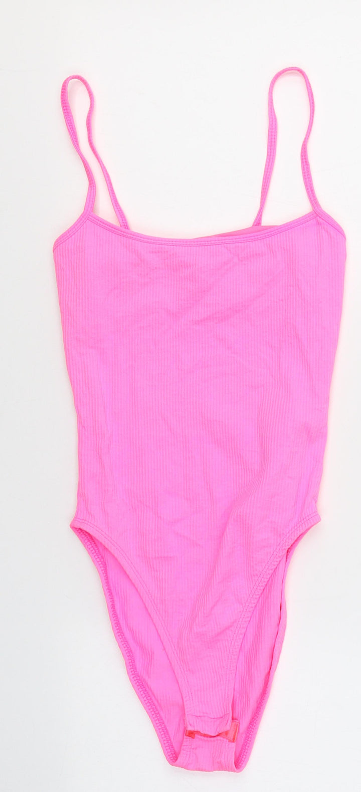 New Look Womens Pink  Polyamide Camisole T-Shirt Size 6 Boat Neck - Neon Pink