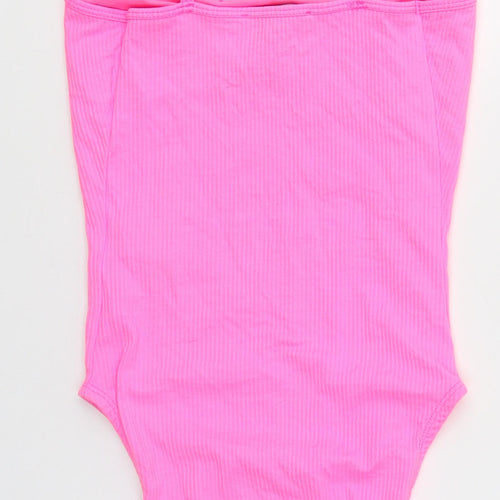 New Look Womens Pink  Polyamide Camisole T-Shirt Size 6 Boat Neck - Neon Pink