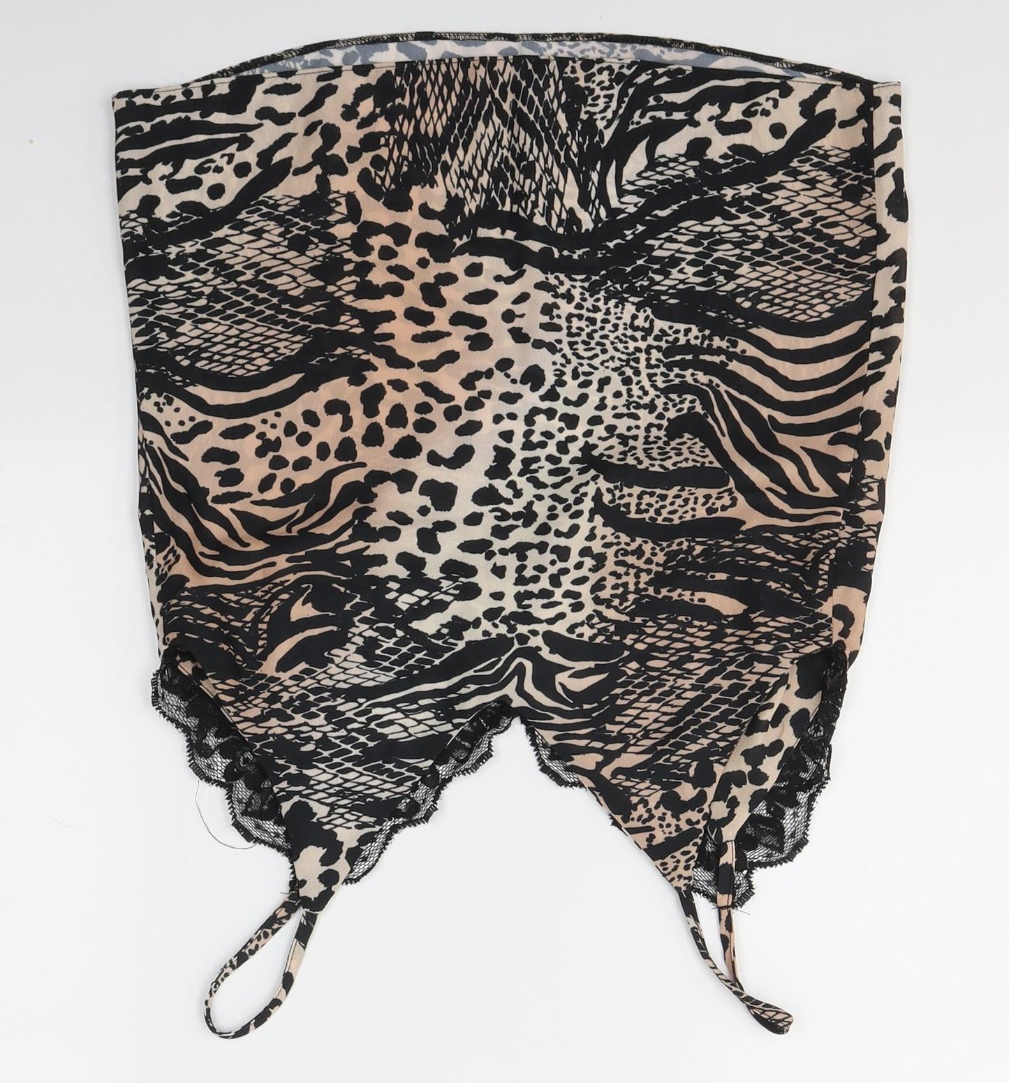 New Look Womens Black Animal Print Polyester Camisole Tank Size 6 V-Neck